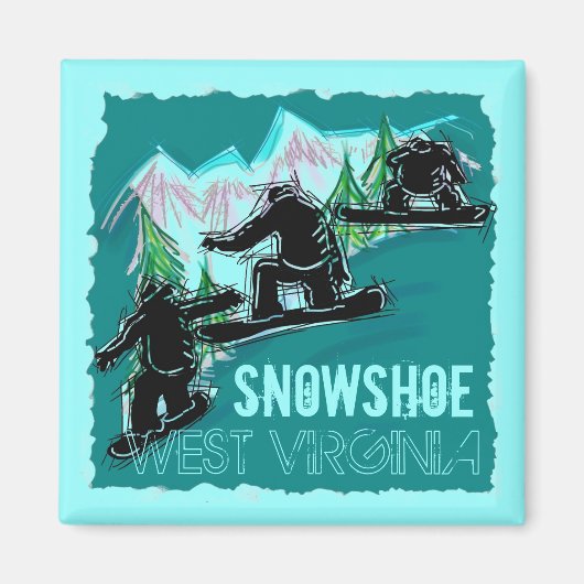 Sneeuwschoen West Virginia blauwgroen snowboardmag Magneet (Voorkant)