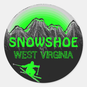 Sneeuwschoen West Virginia groene ski-stickers Ronde Sticker