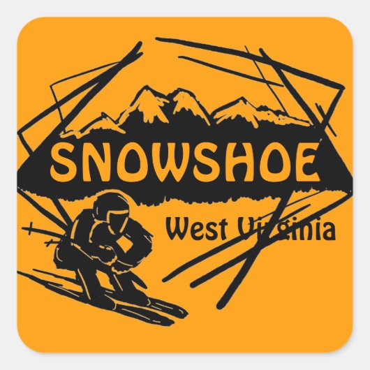 Sneeuwschoen West Virginia oranje ski logo sticker (Voorkant)