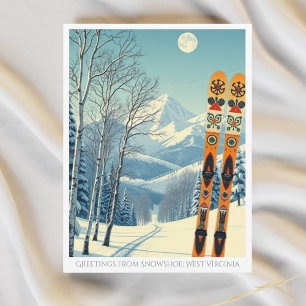 Sneeuwschoen West Virginia USA skivakantie Ansicht Briefkaart