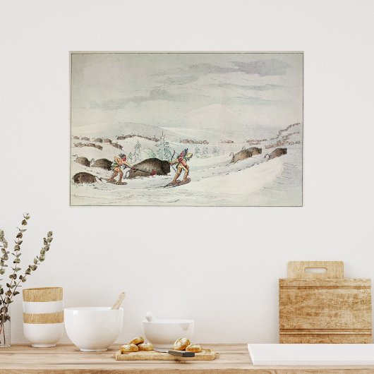 Sneeuwschoenen als jachtbuffel poster (Keuken)