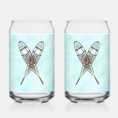 Sneeuwschoenen op oud papier blikvorm glas (Voorkant)