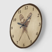 Sneeuwschoenen op oud papier grote klok (Hoek)