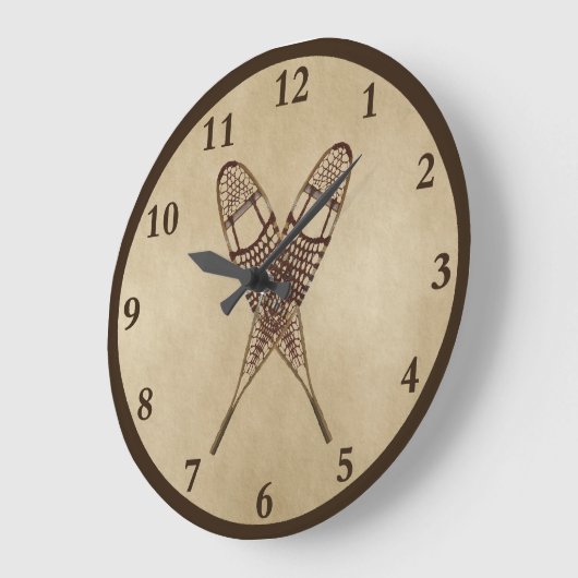 Sneeuwschoenen op oud papier grote klok (Hoek)