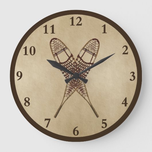 Sneeuwschoenen op oud papier grote klok (Voorkant)