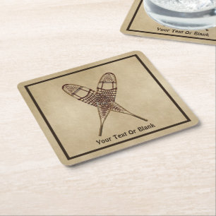 Sneeuwschoenen op oud papier kartonnen onderzetters