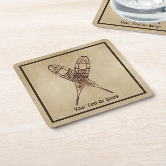 Sneeuwschoenen op oud papier kartonnen onderzetters (Schuin)