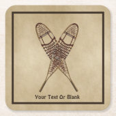 Sneeuwschoenen op oud papier kartonnen onderzetters (Voorkant)