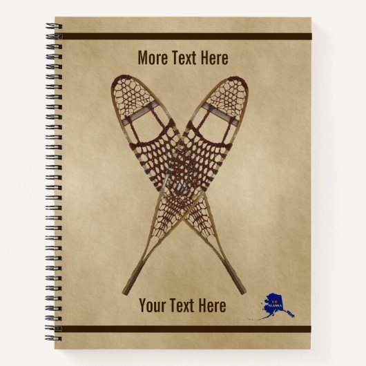 Sneeuwschoenen op oud papier notitieboek (Voorkant)