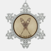 Sneeuwschoenen op oud papier tin sneeuwvlok ornament (Voorkant)