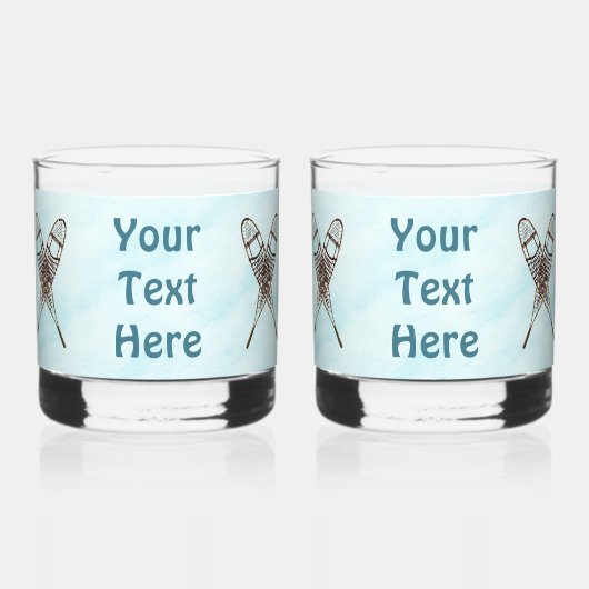 Sneeuwschoenen op oud papier whisky glas (Achterkant)