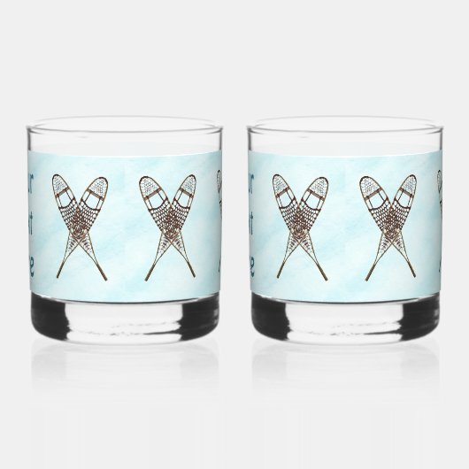 Sneeuwschoenen op oud papier whisky glas (Rechts)