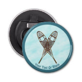 Sneeuwschoenen op sneeuw button flesopener (Voorkant)