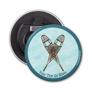 Sneeuwschoenen op sneeuw button flesopener