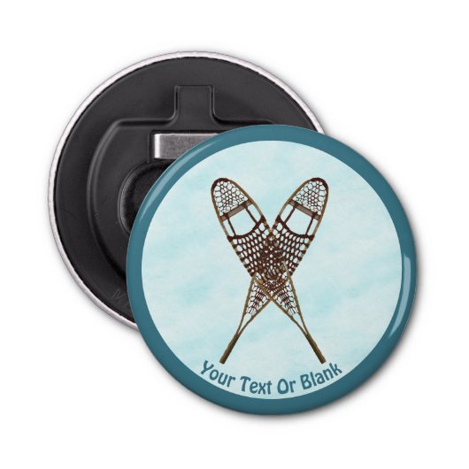 Sneeuwschoenen op sneeuw button flesopener (Voorkant)