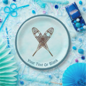 Sneeuwschoenen op sneeuw papieren bordje (Feest)