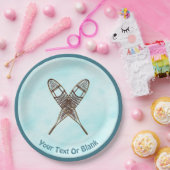 Sneeuwschoenen op sneeuw papieren bordje (Feest)