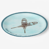 Sneeuwschoenen op sneeuw papieren bordje (Gekanteld)