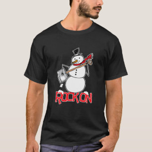 Sneeuwschop sneeuw grappige rock op luchtgitaar T- T-shirt