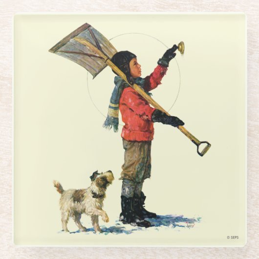 Sneeuwschoper Glazen Onderzetter (Voorkant)