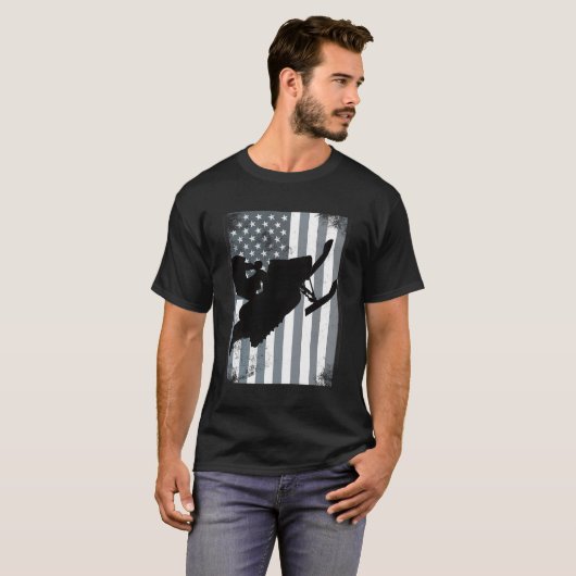 Sneeuwscooter Amerikaanse vlag Snocross USA Ride S T-shirt (Voorkant volledig)