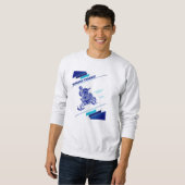 Sneeuwscooter blauw wintersport T-shirt maken (Voorkant volledig)