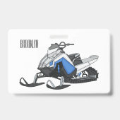 Sneeuwscooter cartoon illustratie badge (Achterkant)
