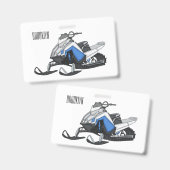 Sneeuwscooter cartoon illustratie badge (Voor- en achterkant)
