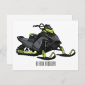 Sneeuwscooter cartoon illustratie briefkaart (Voorkant / Achterkant)