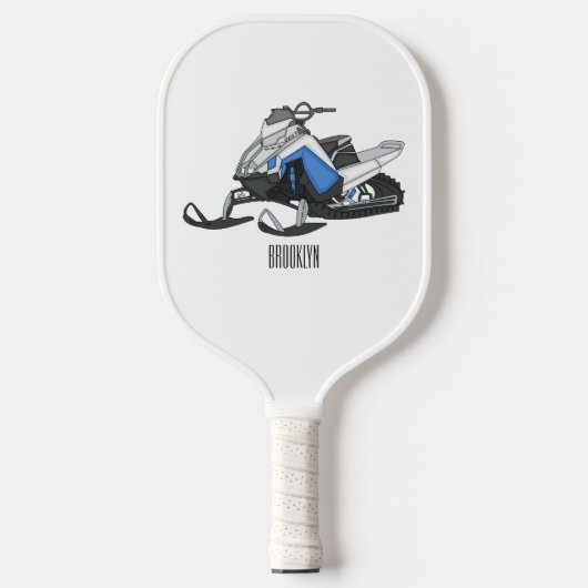 Sneeuwscooter cartoon illustratie pickleball paddle (Voorkant)