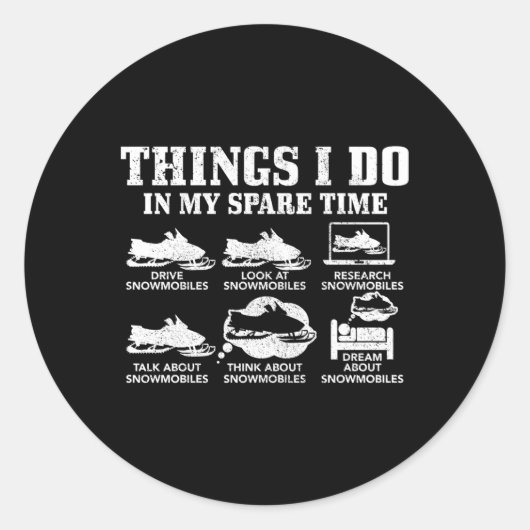 Sneeuwscooter dingen doen in mijn vrije tijd sneeu ronde sticker (Voorkant)