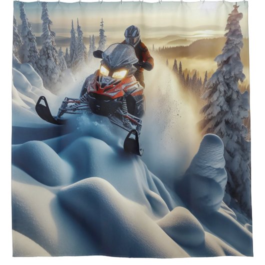 sneeuwscooter douchegordijn (Voorkant)