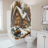 sneeuwscooter douchegordijn (In situ)