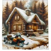 sneeuwscooter douchegordijn (Voorkant)