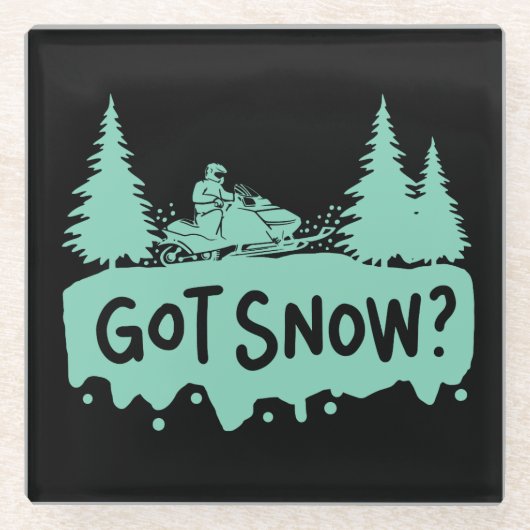 Sneeuwscooter - Got Snow Funny Snowmobiling Glazen Onderzetter (Voorkant)