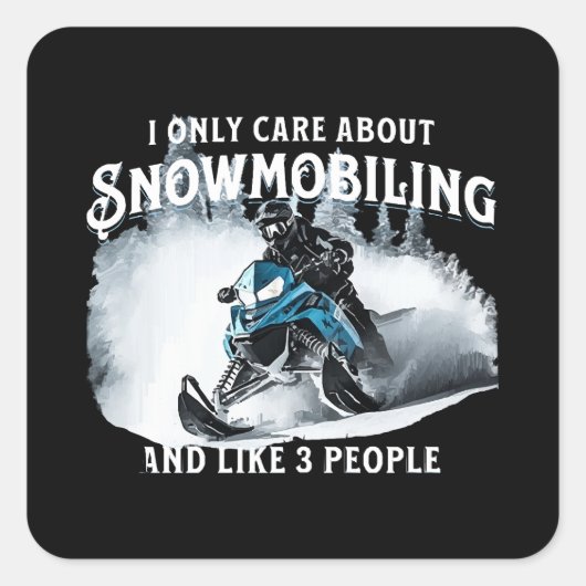 Sneeuwscooter grappige sneeuwscooter  vierkante sticker (Voorkant)