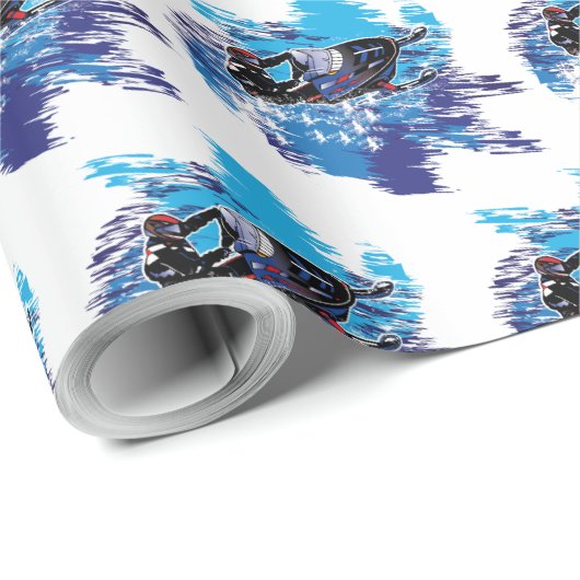 Sneeuwscooter in de sneeuw cadeaupapier (Rol Hoek)