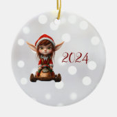 Sneeuwscooter Kerst Elf Keramisch Ornament (Voorkant)