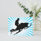 sneeuwscooter. poederspoor. briefkaart (Staand voorkant)