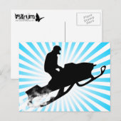 sneeuwscooter. poederspoor. briefkaart (Voorkant / Achterkant)