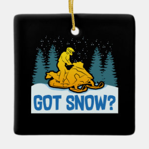 Sneeuwscooter rijden - Sneeuw gek sneeuwscooter ri Keramisch Ornament