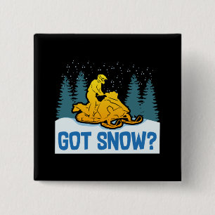 Sneeuwscooter rijden - Sneeuw Grappige Sneeuwscoot Vierkante Button 5,1 Cm