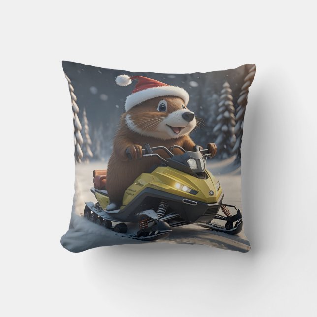 sneeuwscooter Sierkussen (Voorkant)