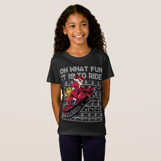 Sneeuwscooter Sinterklaas Oh wat leuk is het om te T-shirt (Voorkant volledig)