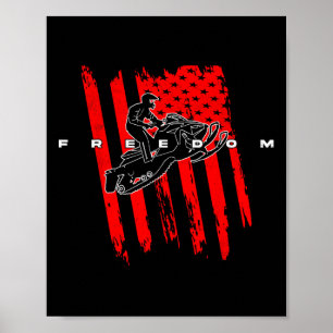 Sneeuwscooter Sled Freedom US Vlag Avontuur Winter Poster