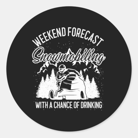 Sneeuwscooter Sled Weekend Forecast Wintersport Ronde Sticker (Voorkant)