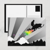 Sneeuwscooter. Sneeuwpad. Briefkaart (Voorkant / Achterkant)