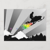 Sneeuwscooter. Sneeuwpad. Briefkaart (Voorkant)