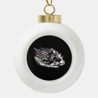 Sneeuwscooter T Sneeuwscooter Vrijheid Vlag Lange Keramische Bal Ornament