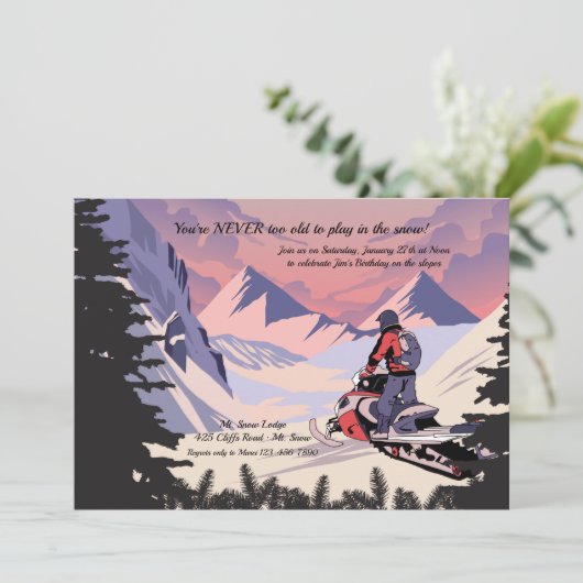 Sneeuwscooter Uitnodiging (Staand voorkant)